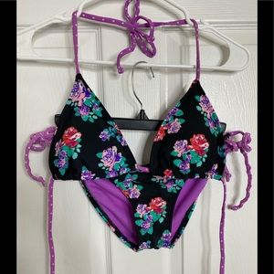Black floral bikini